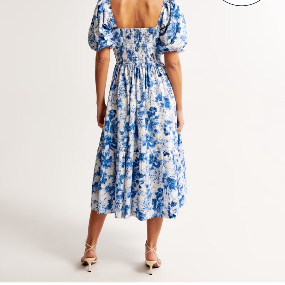 Abercrombie and Fitch Emerson Poplin Puff Sleeve Midi Dress